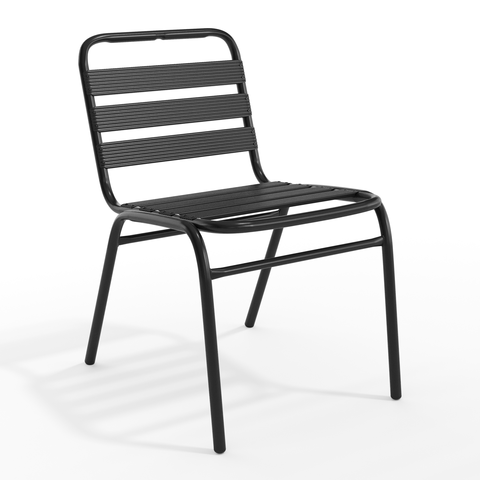 Flash Furniture, Commercial Black Restaurant Stack Chair, Primary Color Black, Material Aluminum, Width 19.5 in, Model# TLH015CBK